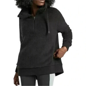 ATHLETA-Funnel Neck-Black-Sherpa Pullover- Cozy- Oversized-Athleisure-Women’s XS